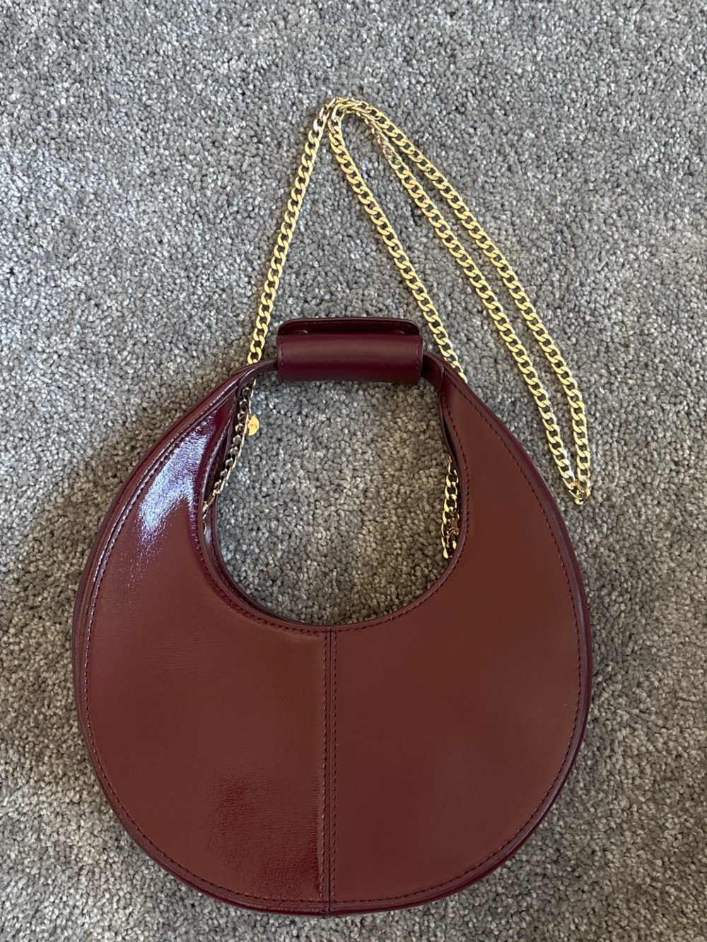 Staud moon Crescent Chain Shoulder Bag in Deep Burgundy